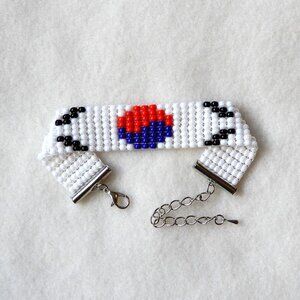 South Korea Korean flag bead bracelet, handmade, adjustable length